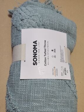 Sonoma Cotton Tufted Throw - Light Blue